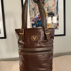 Mario Valentino Brown Tote with Gold Details